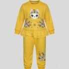 Baby Girl Winter Fleece Suit – Kitty Floral Set- Yellow