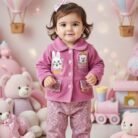 Baby Girl Winter Fleece Suit – Pink1