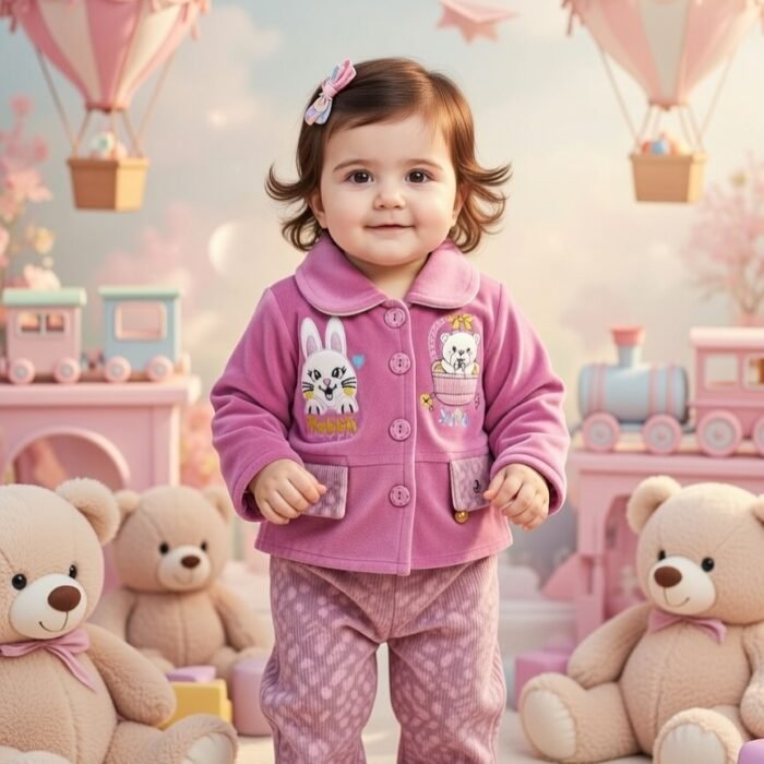 Baby Girl Winter Fleece Suit – Pink2