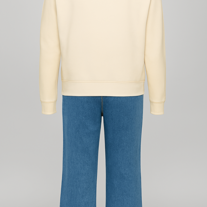 Butterfly Graphic Off-White Sweatshirt & Flared Denim Jeans Set - Back