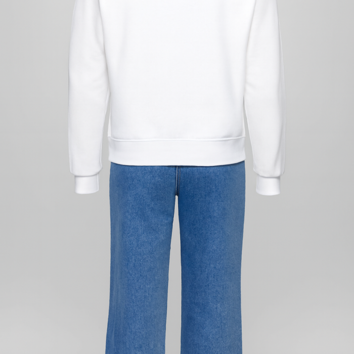 Butterfly Graphic White Sweatshirt & Flared Denim Jeans Set - Back