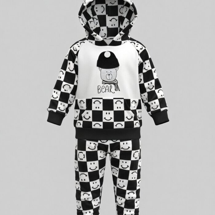 Baby Bear Hooded Fleece Suit – Black