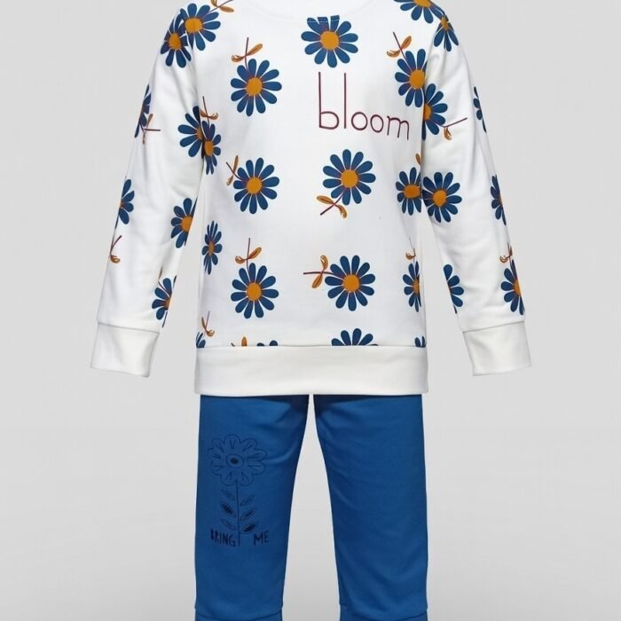Bloom Floral Two-Piece Winter Suit for Girls - Blue - Baby Lane