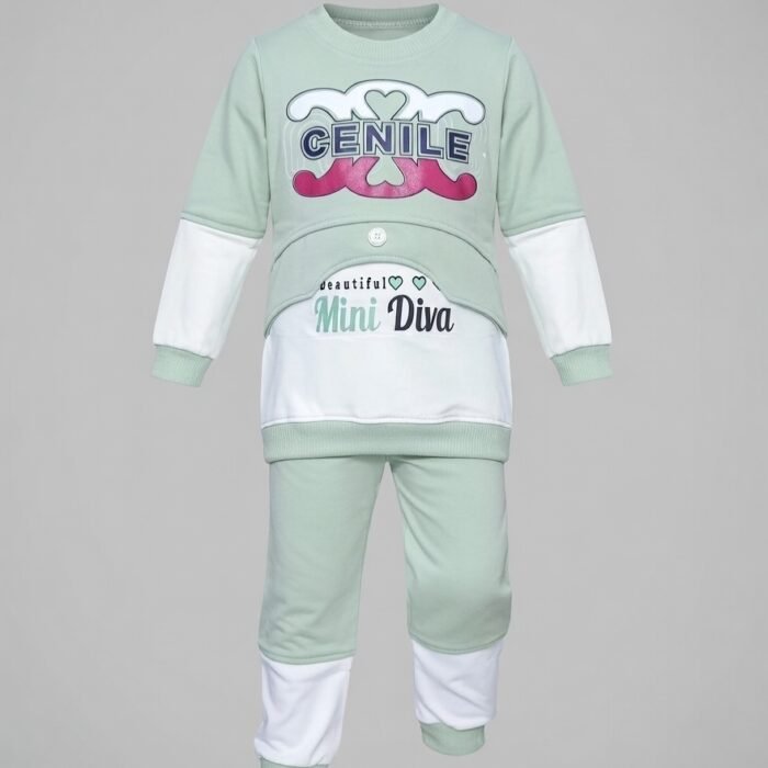 CENILE Mini Diva Two-Piece Girls Winter Suit- MintGreen -1