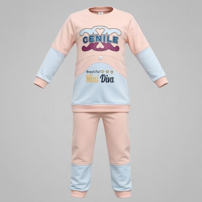 CENILE Mini Diva Two-Piece Girls Winter Suit- Peach