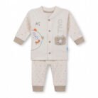 Baby Boys & Girls 2 Piece Pajama Beige Set – Cute Cartoon Print Toddler Night Suit – Kids Eid Outfit & Comfortable Baby Clothing Set