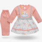 Kids Eid Outfit – Toddler Boys & Girls 2 Piece Festive Clothing Set Bunny Cloud Design-Baby Pink