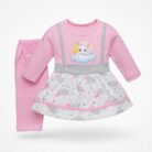 Kids Eid Outfit – Toddler Boys & Girls 2 Piece Festive Clothing Set Bunny Cloud Design-Candy Pink