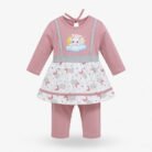 Kids Eid Outfit – Toddler Boys & Girls 2 Piece Festive Clothing Set Bunny Cloud Design-Dusrty Rose
