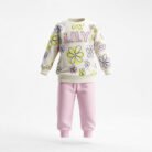 Kids Eid Outfit – Toddler Girls 2 Piece Festive Clothing Set LILY Floral Design-Pink-2