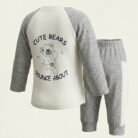 Baby Cute Bear 2-Piece Cotton Outfit Set – Soft Long Sleeve Shirt & Pants for Boys & Girls Gray Back