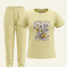 Girls Eid Outfit 2 Piece Set – Yellow Floral Print Top with Matching Trousers - Kids Festive Wear
