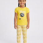 Kids Girls 2 Piece Summer Outfit – Moon Graphic - Yellow