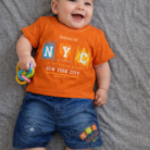 Kids NYC Summer 2 Piece Outfit – Boys Cotton T-Shirt & Denim Shorts Set Toddler Casual Eid Clothes - Orange -boy