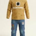 kids-boys-burtons-winter-2-piece-outfit-sweatshirt-denim-pants-beige-front