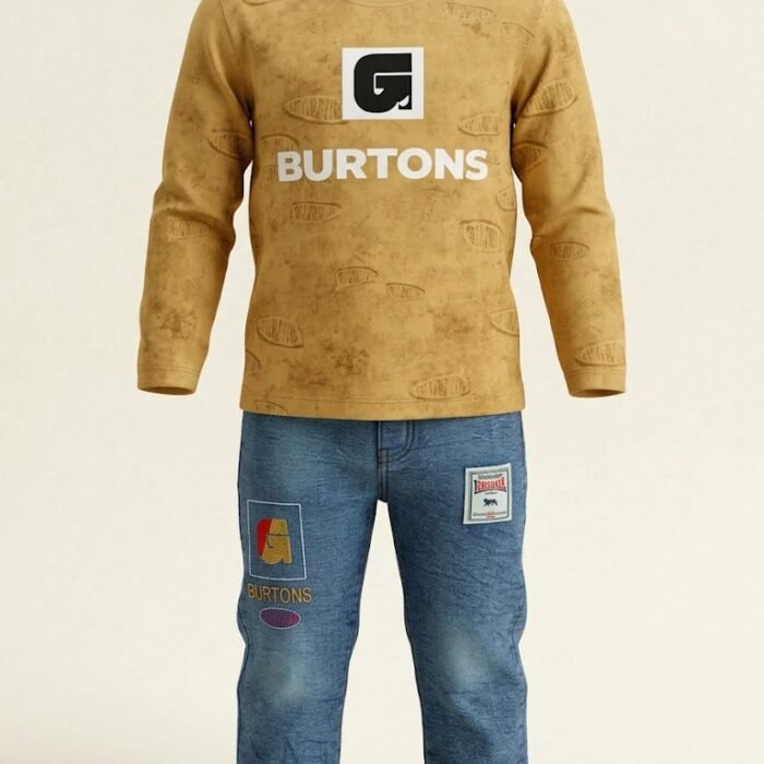 kids-boys-burtons-winter-2-piece-outfit-sweatshirt-denim-pants-beige-front